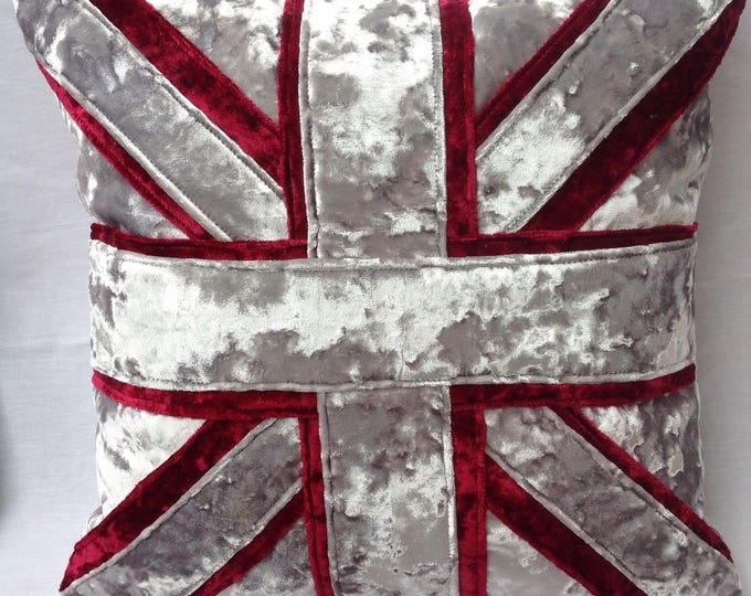 Crushed velvet Union Jack cushion