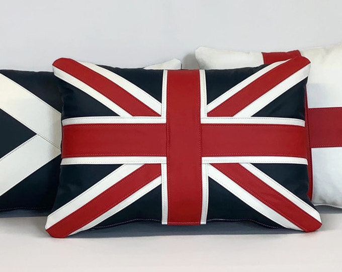 A collection of traditional leather Union cushions