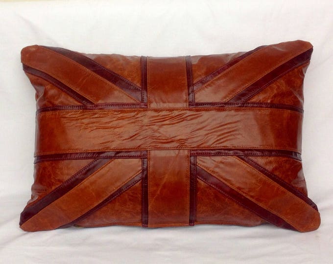 The cracked Leather Union Jack cushion