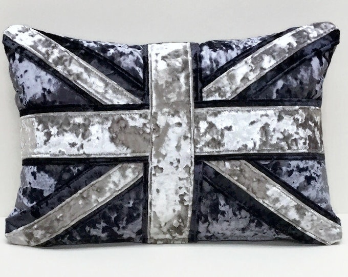 Crushed velvet Union Jack cushion