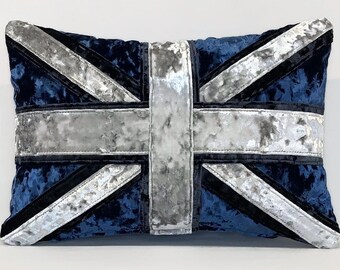 Crushed velvet Union Jack cushion