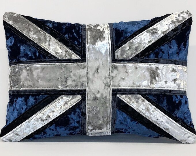 Crushed velvet Union Jack cushion