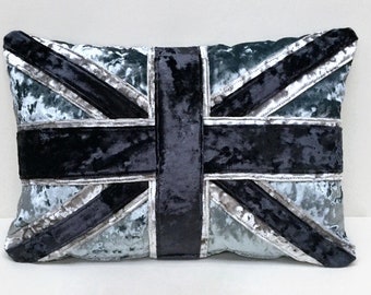 Crushed velvet Union Jack cushion