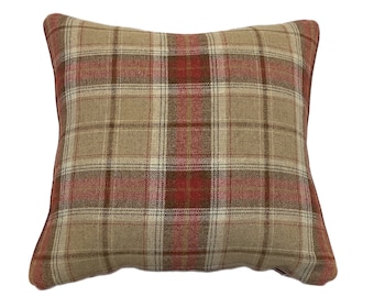 The Balmoral Clementine Tartan piped cushion