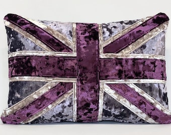 Crushed velvet Union Jack cushion
