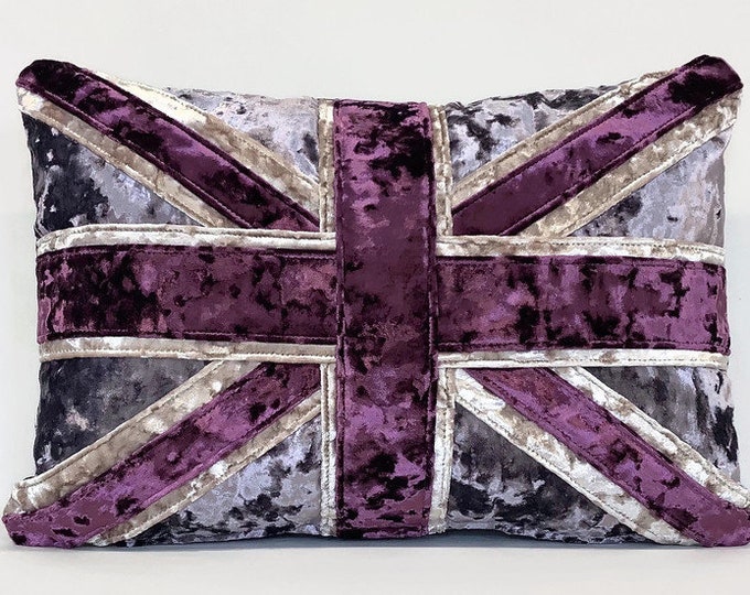 Crushed velvet Union Jack cushion