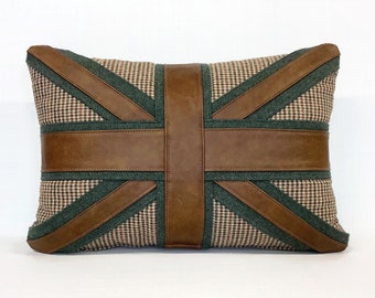 The leather and wool Union Jack cushion