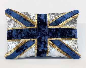 Crushed velvet Union Jack cushion