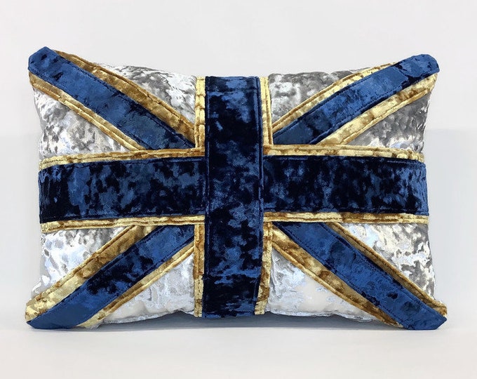 Crushed velvet Union Jack cushion