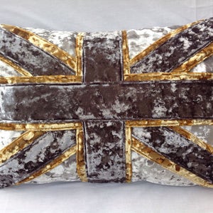 Crushed velvet Union Jack cushion