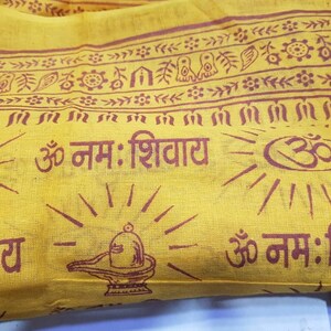 Yellow/orange  Cotton Altar Shawl Om Namah Shivaya Hindu Wrap for Meditation Mantras shiva shakti