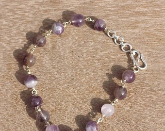 Beautiful natural amethysts real silver hand made bracelet hand made jewellery