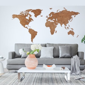 Mapa del mundo de madera