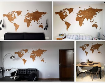 Wooden World Map Natural