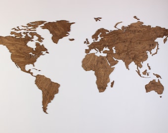 Wooden World Map Natural