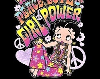 Betty Boop-T-Shirt-Peace, Love And Girl Power