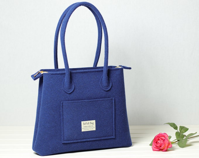 "Alice" shopping bag with handles in wool felt