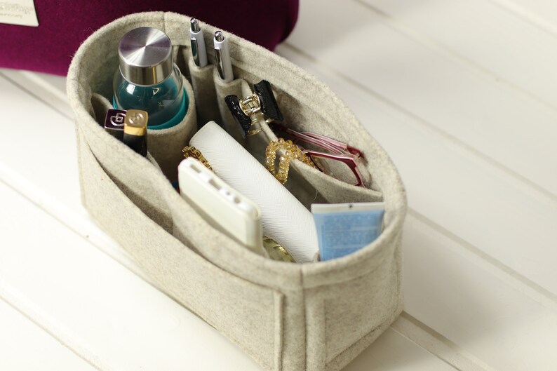 Light blue felt bag insert handmade in Italy wool organizer Etsy