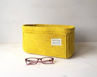 Acid yellow felt bag insert, handmade in Italy wool organizer, felt bag in bag, BeFeltBag