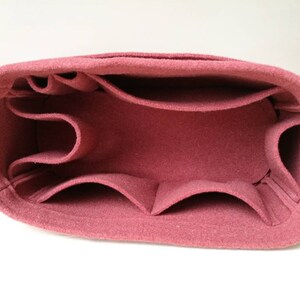 Antique pink felt bag insert for bag, wool organizer, make up bag, trousse, felt bag in bag, trousse for make up brush image 2