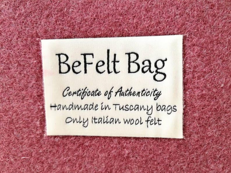 Antique pink felt bag insert for bag, wool organizer, make up bag, trousse, felt bag in bag, trousse for make up brush image 9