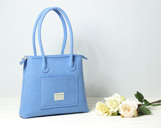 "Alice" shopping bag with handles in wool felt