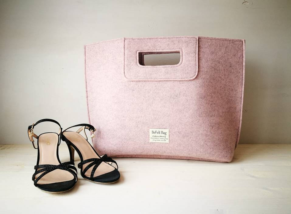 Casual Elegant Blush Bag Wool Felt Hand Bag Italian Bag - Etsy