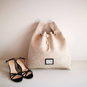 Casual elegant beige bag, shopping felt bag, lunch  bag, hand bag, Italian bag, wool bag, shopping bag, hand made in Italy bag,  BeFeltBags