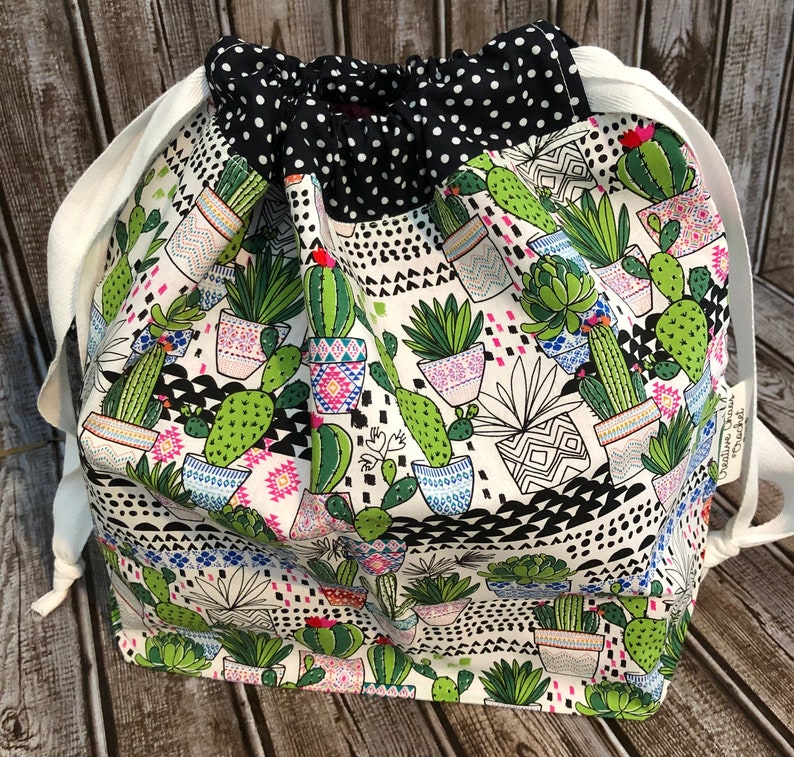 New Large Drawstring Project Bag Cacti image 0