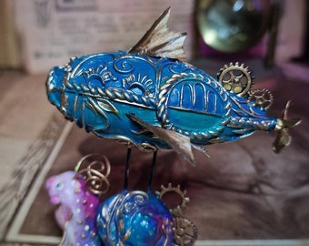 Fantasy creature airship hotair balloon critter fantasy handmade polymerclay snail whimsical ooak critter