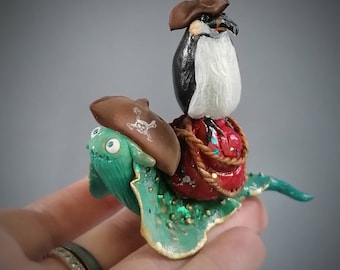 Pirate critter penguin snail handmade pirates ooak