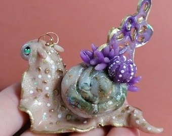 Critter snail handmade marble shell purple reef ooak fantasy