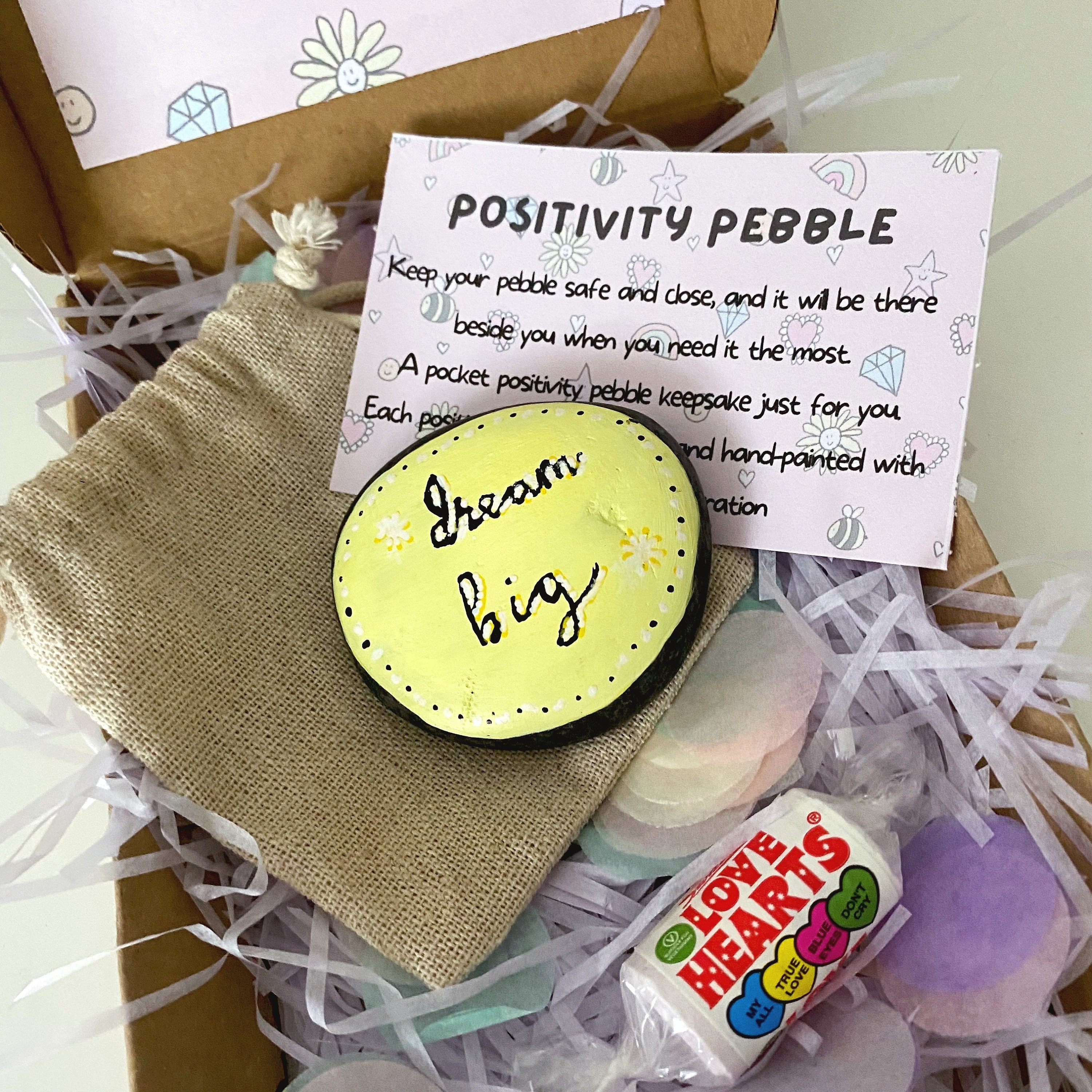 Positivity pebble, pocket pebble, hand painted rock, painted pebble, inspirational pebble, keepsake gift, positivity gift, positive pebbles