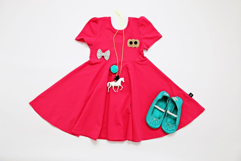 CLEARANCE Baby Toddler Girl Twirl Fit & Flare Fuchsia Pink Dress Sz. 3m-24m image 3
