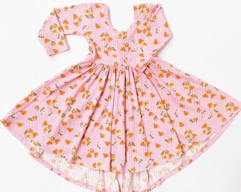 SALE- Toddler Girls Ribbed Pink Marigold Floral Twirl Dress Sz 2T & 3T ONLY!!