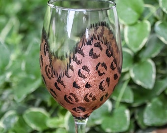 Handpainted Animal Print Wine Glass