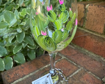 Hand Painted Cactus Wine Glass