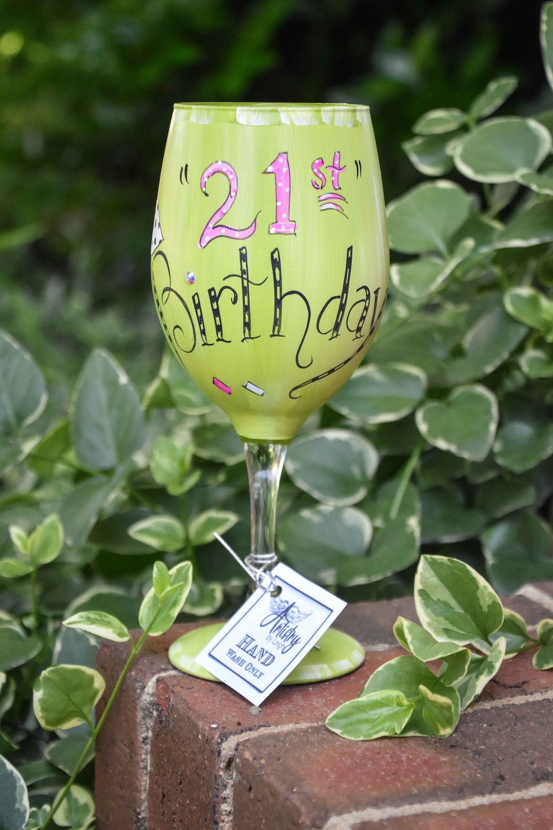 Hand Painted 21st Birthday Wine Glass Etsy