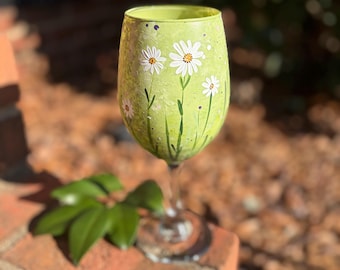 Hand Painted Wildflower Wine Glass
