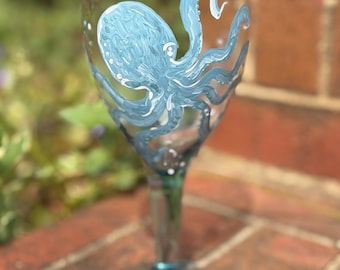 Hand Painted Sea Life Wine Glass