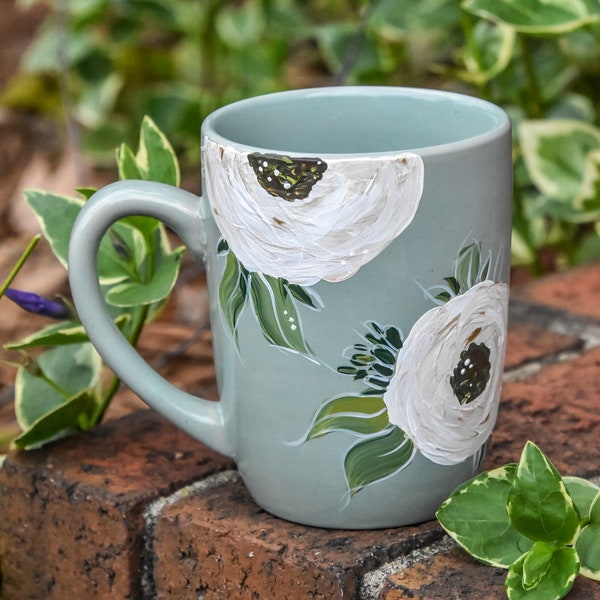 Hand Painted Floral Mug