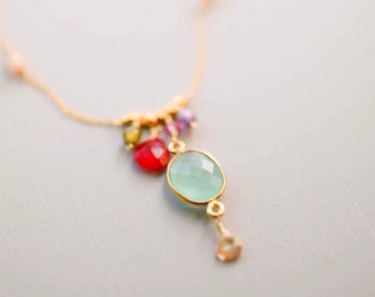 Multi Gemstone Necklace | Colorful Rainbow Necklace | Gifts for Her
