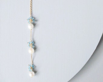 Gift for Mom | Pearl Aquamarine Necklace | New Mom Gift | Mommy Necklace