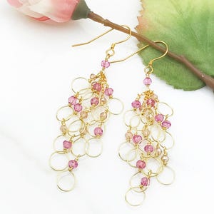 Pink Tourmaline Dangle Earrings - Pink Earrings - Gift for Her