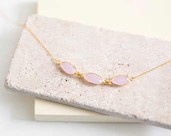 Rose Quartz Necklace for Women | Pink Rose Quartz Delicate Necklace