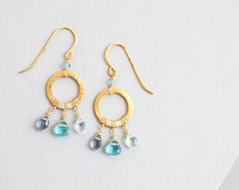 Small Aquamarine Earrings | Aquamarine Boho Earrings | Gemstone Dangle Earrings