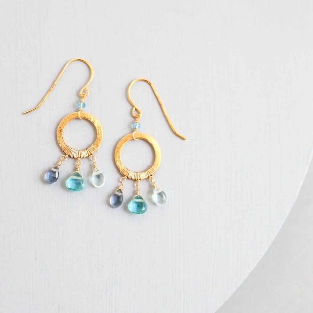 Small Aquamarine Earrings | Aquamarine Boho Earrings | Gemstone Dangle ...