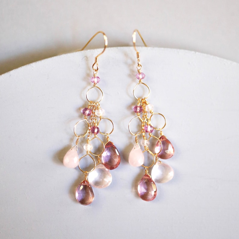 Aquamarine Statement Earrings With Iolite and Aqua Blue Quartz Etsy