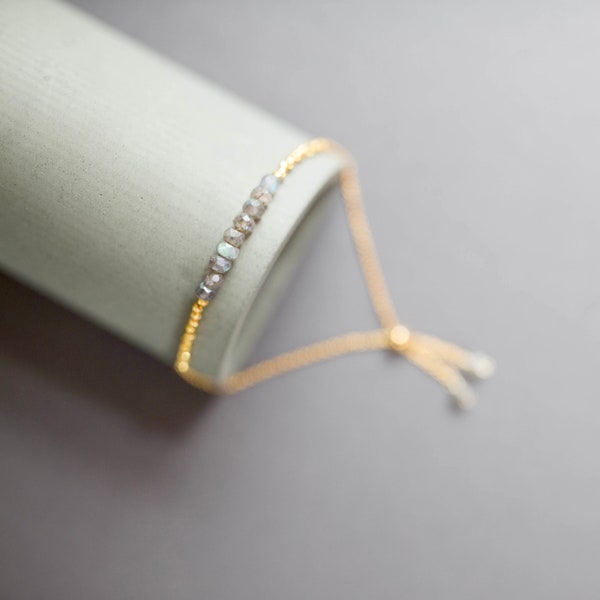 Dainty Labradorite Bracelets for Women | Adjustable Gold Bracelets | Gift for Her