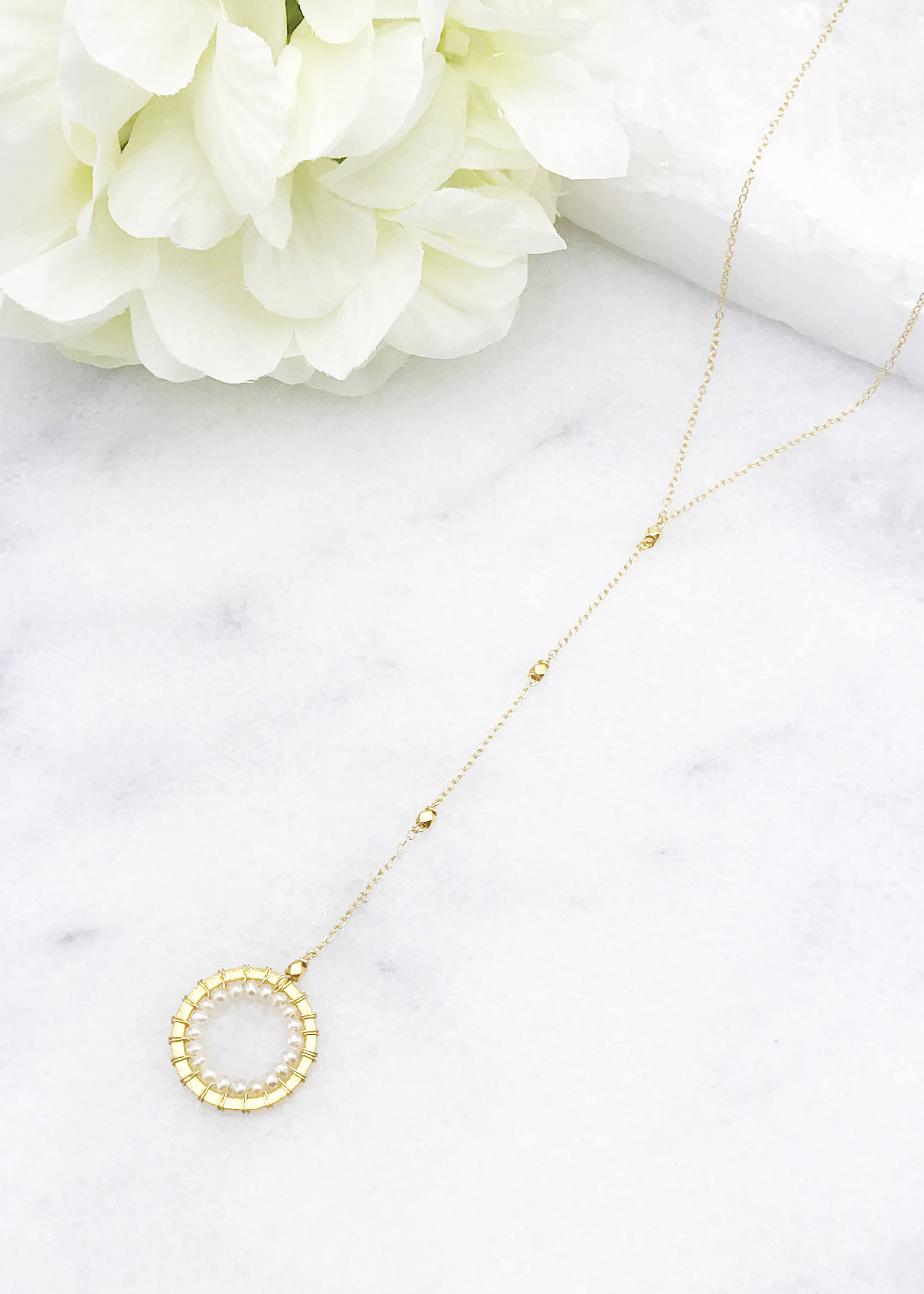 Gold Pearl Pendant Necklace Pearl Y Necklace Gold Y Etsy